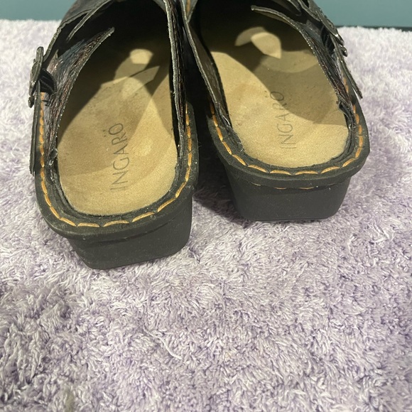 INGARO Black & Red Stone  "HAPPY" Wedge Nurse Mules/Clogs Slip Resistant Size 10 - Picture 7 of 10